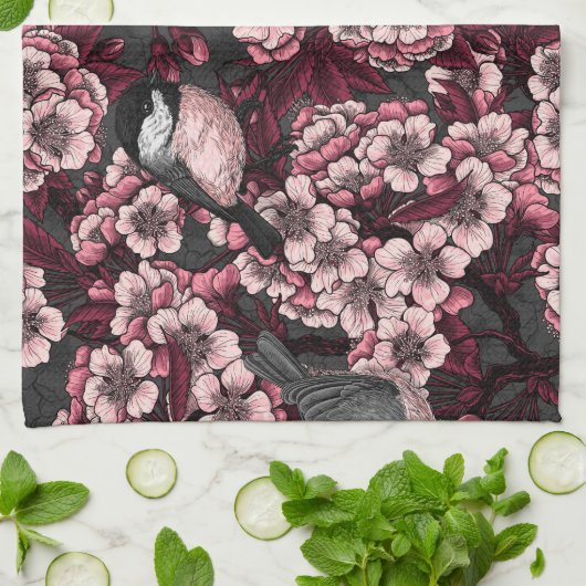 Night cherry tuin theedoek (Gevouwen)