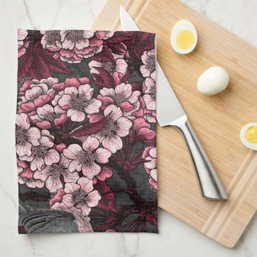 Night cherry tuin theedoek (Quarter Fold)