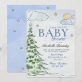 Night Christmas tree baby shower Kaart (Voorkant / Achterkant)