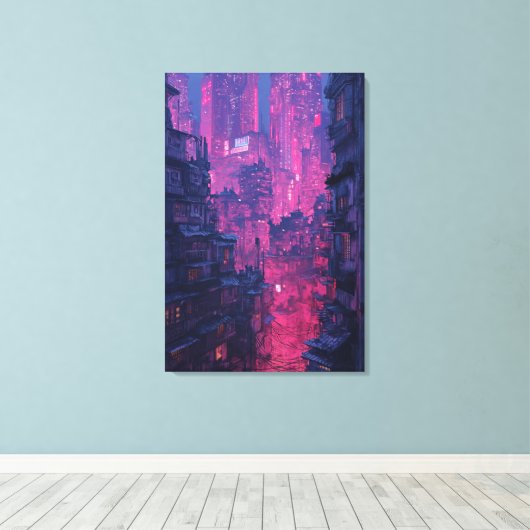 Night City Canvas Afdruk (Insitu (Houten vloer))