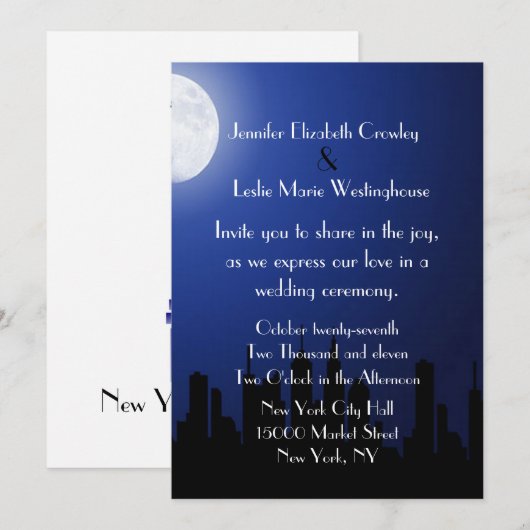 Night City Scale Uitnodiging voor bruiloft (Voorkant / Achterkant)