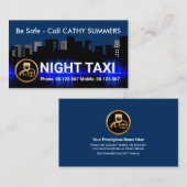 Night City Silhouette Taxi Chauffeur Visitekaartje (Voorkant / Achterkant)