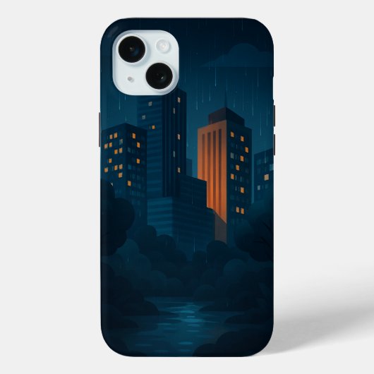 Night City Skyline Hoesje-Mate iPhone Case (Achterkant)
