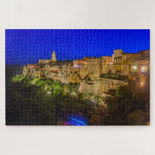 Night cityscape of Pitigliano, Toscane, Italië Legpuzzel (Horizontaal)