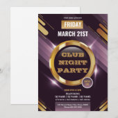 Night Club Party Invitation Template  (Voorkant / Achterkant)