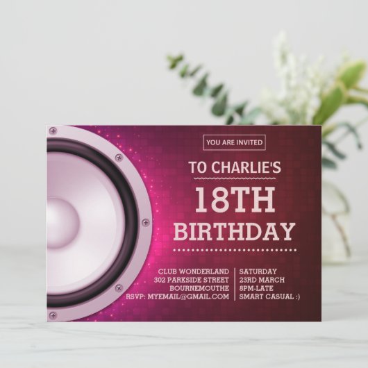 Night Club Theme Pink Kaart (Staand voorkant)