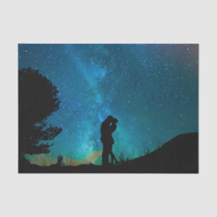 Night Couple Kissend Romantic Colorful Starry Sky Tissuepapier
