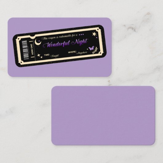  Night coupon Visitekaartje (Voorkant / Achterkant)