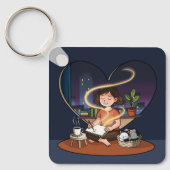 Night Creator Cozy Heart Window Art Sleutelhanger (Voorkant)