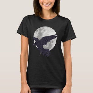 Night Creepy Crow Animal Bird Gothic Full Moon Bla T-shirt