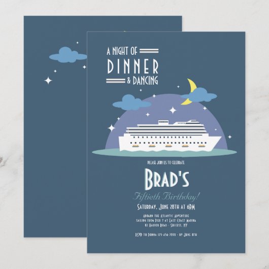 Night Cruise Invitation Kaart (Voorkant / Achterkant)