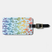 Night Desert Cacti Rainbow BLue Pattern Waterverf Bagagelabel (Voorkant horizontaal)