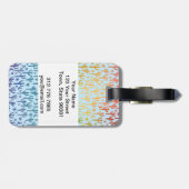 Night Desert Cacti Rainbow BLue Pattern Waterverf Bagagelabel (Achterkant horizontaal)