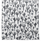 Night Desert Cacti Saguaro Waterverf Douchegordijn (Voorkant)