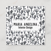 Night Desert Cactus Moon Stars Waterverf Design Vierkante Visitekaartje (Voorkant)