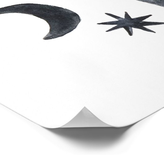 Night Desert Fun Cactus Indigo Pattern Waterverf Poster (Hoek)