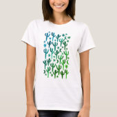 Night Desert Saguaro Cacti Green Waterverf T-shirt (Voorkant)