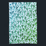 Night Desert Saguaro Cacti Pattern Waterverf Theedoek<br><div class="desc">Decoreer uw keuken met deze groene en blauwe waterverf keukenhanddoek. Het maakt een geweldig huishouden of bruiloft cadeau! U kunt het aanpassen en tekst ook toevoegen. Bekijk mijn winkel voor veel meer kleuren en patronen!</div>