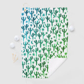 Night Desert Saguaro Cacti Waterverf Ombre Green Golfhanddoek (Insitu)
