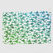 Night Desert Saguaro Cacti Waterverf Ombre Green Golfhanddoek (Horizontaal)