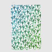 Night Desert Saguaro Cacti Waterverf Ombre Green Golfhanddoek (Voorkant)