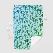 Night Desert Saguaro Cacti Waterverf Ombre Green Golfhanddoek (Insitu)