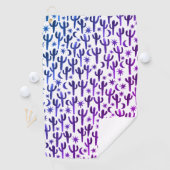 Night Desert Saguaro Cacti Waterverf Ombre Paars Golfhanddoek (Insitu)