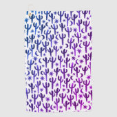Night Desert Saguaro Cacti Waterverf Ombre Paars Golfhanddoek (Voorkant)