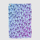 Night Desert Saguaro Cacti Waterverf Ombre Paars Golfhanddoek (Voorkant)