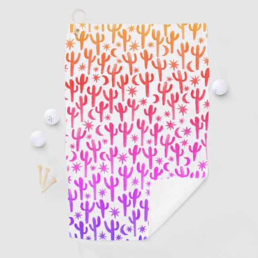 Night Desert Saguaro Cacti Waterverf Ombre Sunset Golfhanddoek (Insitu)