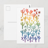 Night Desert Saguaro Cactus Rainbow Waterverf Briefkaart (Voorkant / Achterkant)
