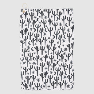 Night Desert Saguaro Cactus Waterverf Patroon Golfhanddoek