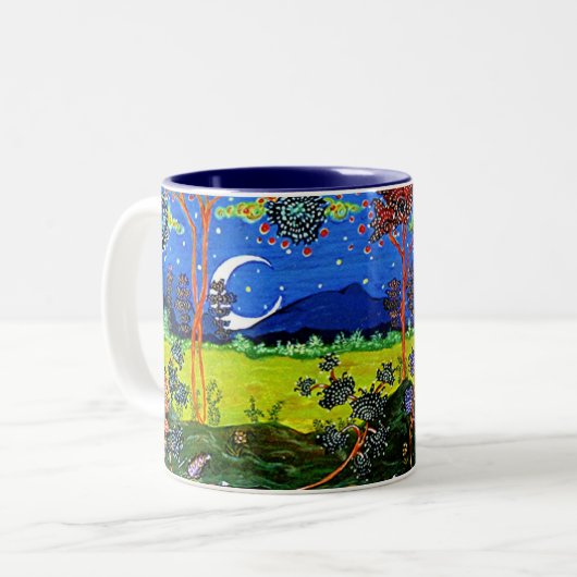 Night Dreamweaver Tweekleurige Koffiemok (Voorkant links)