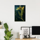 Night Fairy Riding On A Shooting Star Fantasy Art Poster (Thuiskantoor)