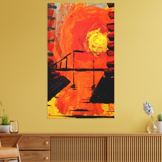 "Night Falls", acrylic, experimental series Canvas Afdruk (Insitu (Woonkamer))