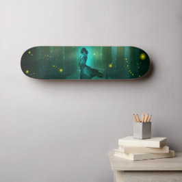 Night Fantasy Blue Woman in Trees Skateboard Deck