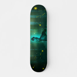 Night Fantasy Blue Woman in Trees Skateboard Deck