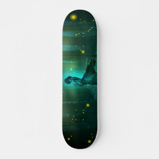 Night Fantasy Blue Woman in Trees Skateboard Deck (Voorkant)