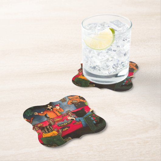 Night Feest Cats Kartonnen Onderzetters (Insitu)