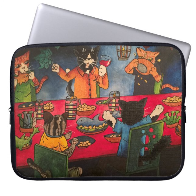 Night Feest Cats Laptop Sleeve (Voorkant)