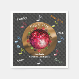 Night Fever Disco Woorden & Disco Ball Afstuderen Servet