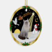 Night Flight - Blauwe Crème Ragdoll kat Keramisch Ornament (Rechts)