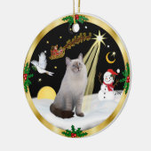 Night Flight - Blauwe Crème Ragdoll kat Keramisch Ornament (Links)