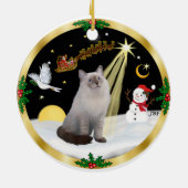 Night Flight - Blauwe Crème Ragdoll kat Keramisch Ornament (Achterkant)