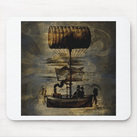 Night Flight Steampunk Flying Machine Muismat (Voorkant)