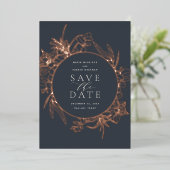Night | Floral Folie Wedding Save the Date Kaart (Staand Voorkant)