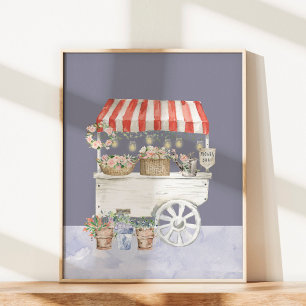 Night Flower Market Waterverf Cottagecore Art Poster