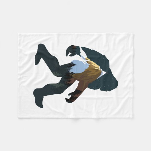 Night Forest Bigfoot Fleece Deken (Voorkant (Horizontaal))