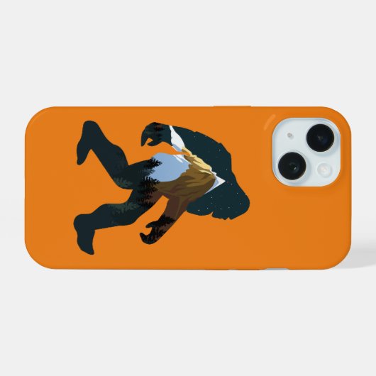 Night Forest Bigfoot iPhone 15 Case (Achterkant horizontaal)