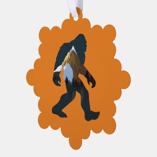 Night Forest Bigfoot Ornament Kaart (Links)